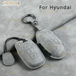 Leather Car Key Case Cover Shell Fob for Hyundai Grand Prix GN7 IONIQ6 Nuovo Kona Genesis Coupe Sonata Ix35 Protector Keychain